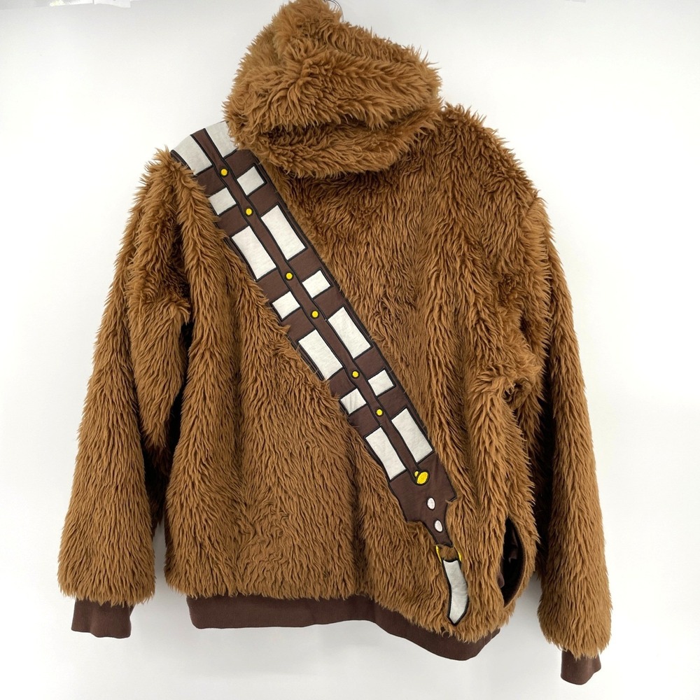 Star Wars Chewbacca Faux Fur Zip Up Hoodie Brown Shaggy Wookiee‎ SM RN0101531 - Picture 4 of 11